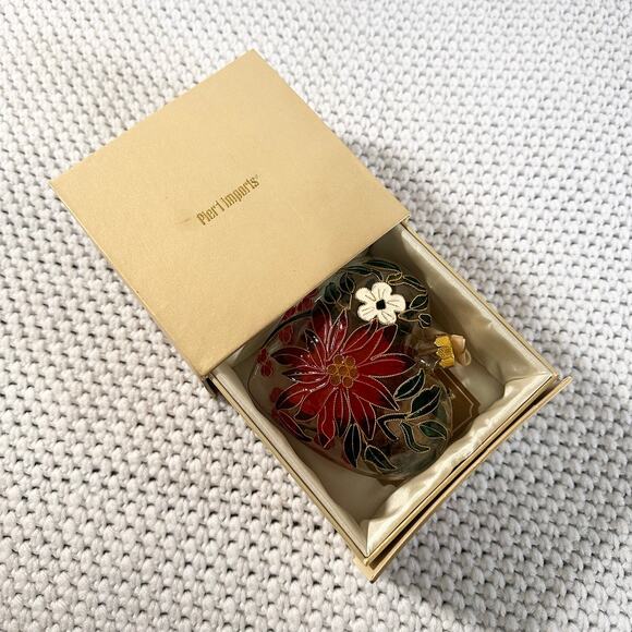 Pier 1 Other - Pier 1 Imports Cloisonne Poinsettia Holiday Christmas Heart Ornament In Box 2019